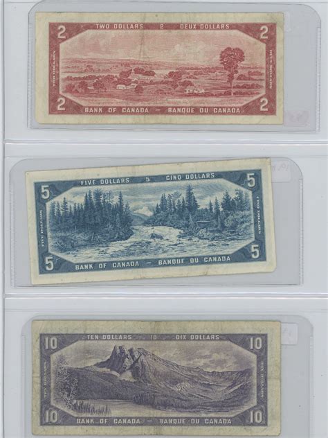 1954 CANADIAN 2 DOLLAR BILL, 1954 CANADIAN 5 DOLLAR BILL, 1954 CANADIAN ...