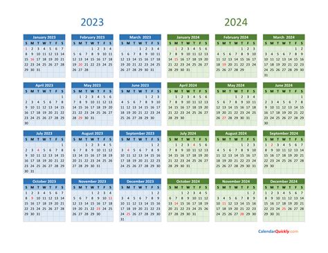 Calendario 2023 Y 2024