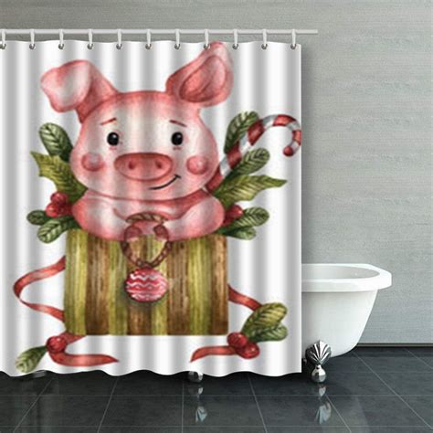 WOPOP Watercolor Illustration Piggy 2 Pig Shower Curtains Bathroom Curtain 66x72 Inch - Walmart ...