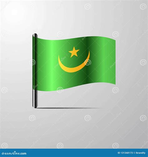 Mauritania Waving Shiny Flag Design Vector Stock Vector - Illustration of object, waving: 131368173