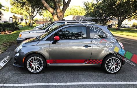 Lower Side Stripes Decal Sticker Vinyl Kit Compatible with Fiat 500 Abarth Hatchback Coupe1 ...