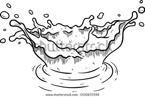 Black White Water Splash Hand Drawn Stock Vector (Royalty Free ...