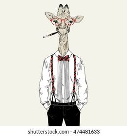 Fashion Illustration Giraffe Dressed Safari Style Stock Vector (Royalty Free) 188816696 ...