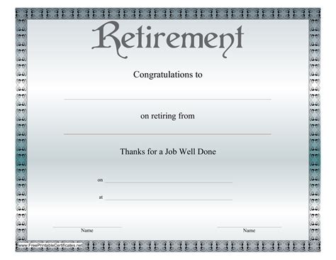 Retirement Certificate | Templates at allbusinesstemplates.com