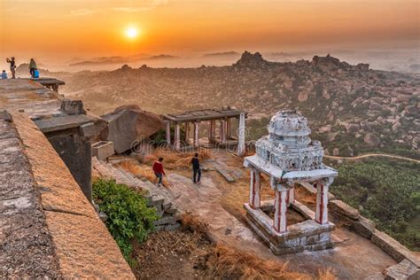 View of Matanga Hill during the Sunrise, Unesco World Heritage Town in Hampi, Karnataka, India ...