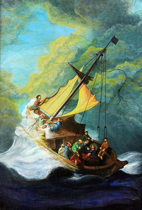 The Storm On The Sea Of Galilee Painting by Sandra Castelino