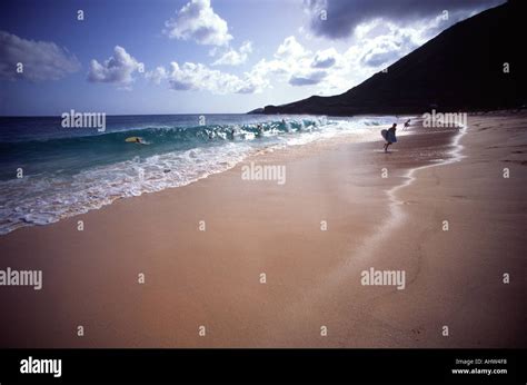 Sandy Beach Oahu Hawaii Stock Photo - Alamy