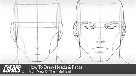 How To Draw Heads and Faces | Front View Of The Male Head - YouTube