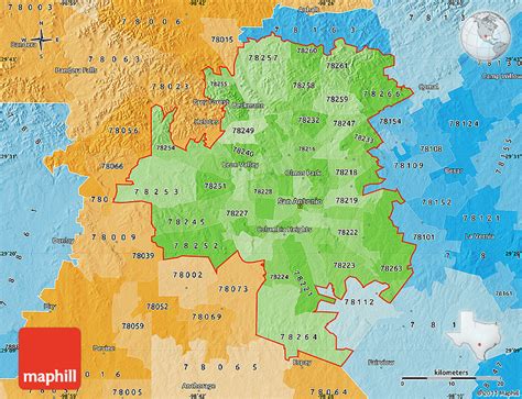 Political Shades Map of ZIP Codes Starting with 782