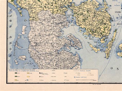 Vintage map of Denmark old Denmark map Denmark print | Etsy