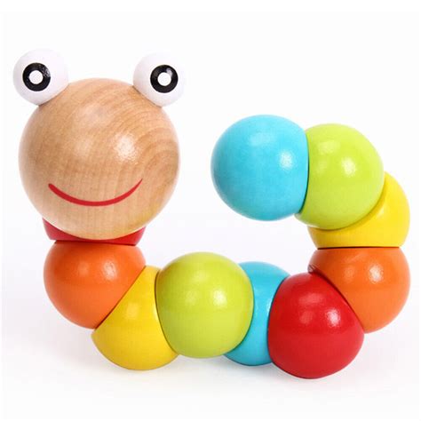 Colorful Wooden Worm Puzzles Kids Educational Baby Montessori Toys Fingers Game | eBay