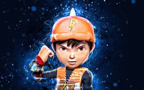 Download wallpapers BoBoiBoy, 4k, blue neon lights, BoBoiBoy Galaxy ...