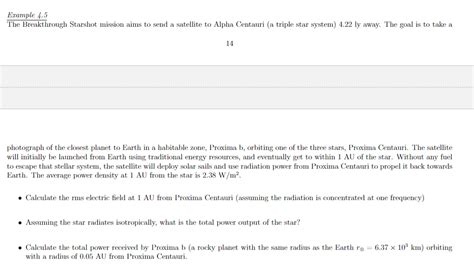 Solved Example 4.5 The Breakthrough Starshot mission aims to | Chegg.com