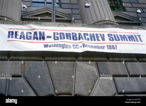 Banner announcing Reagan Gorbachev Summit 1987 Stock Photo - Alamy