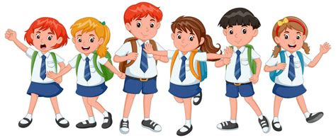 Cartoon boys and girls in school uniform. Vector illustration 28823673 ...