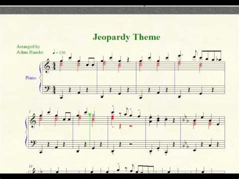 Piano Sheet Music - "Jeopardy" Theme - YouTube