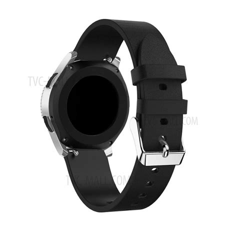 Textured Genuine Leather Watch Strap for Samsung Galaxy Watch 46mm – Black