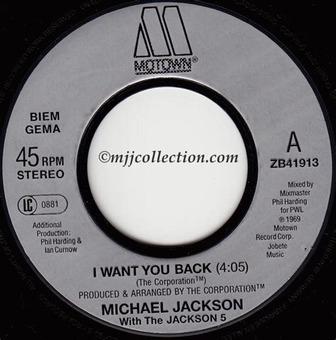 I Want You Back ’88 Remix – Michael Jackson With The Jackson 5 – 7″ Single – 1988 (Germany ...