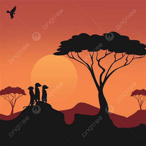 African Landscape Silhouette PNG Images, Meerkat Silhouette African Landscape, Landscape ...