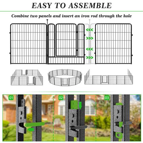 Decorative Garden Metal Fence 10 Panels Heavy Duty Iron Wire Animal ...