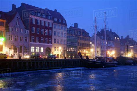 Nyhavn district on early winter morning - Stock Photo - Dissolve