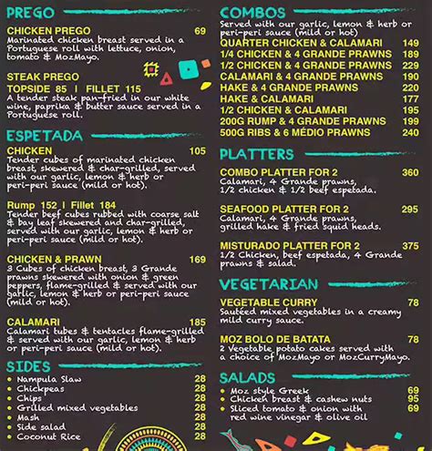 Mozambik Menu And Prices South Africa ( February 2024 )