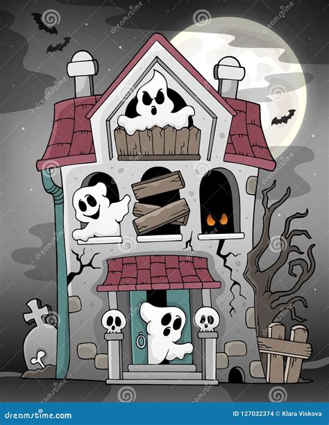 Haunted House with Ghosts Theme 3 Stock Vector - Illustration of mystery, holiday: 127032374