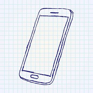 Handdrawn Sketch Of Mobile Phone With Shadow On Paper Notebook Vector, Scribble, Device ...