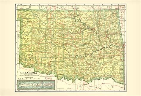 OKLAHOMA MAP 1906 Instant High Resolution Digital Download - Etsy