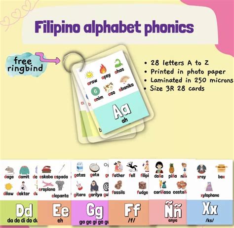 filipino phonics tagalog alphabet 28 letters abakada laminated educational flashcards | Lazada PH