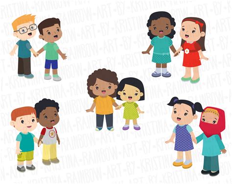 Multi Ethnic Children Holding Hands in Circle Clip Art - Etsy