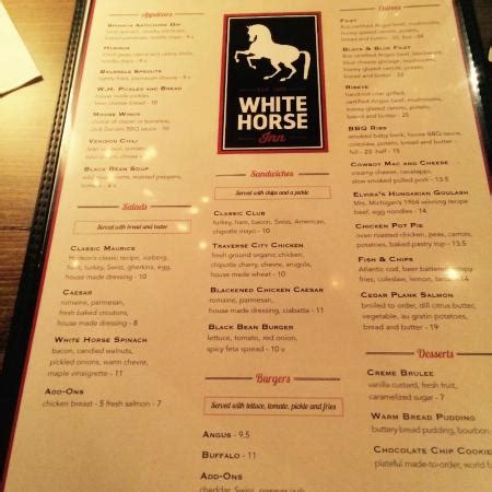 White Horse Menu - Picture of The White Horse Inn, Metamora - TripAdvisor