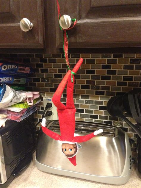 Elf on the shelf. Hanging upside down! | Hanging upside down, Elf on the shelf, Elf