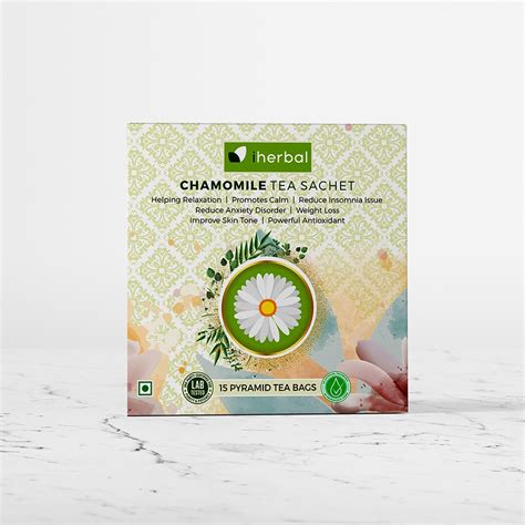 iherbal Organic Chamomile Tea ( for anxiety, Promote calm and Menstrual Pain ) 15 Pyramid Bags ...