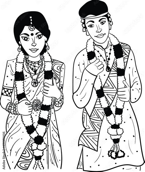 Hindu Wedding Black And White Clipart