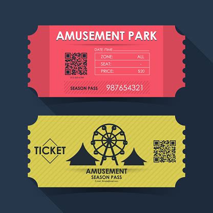 Amusement Park Ticket Card Element Template For Graphics Design Vector Illustration Stock ...