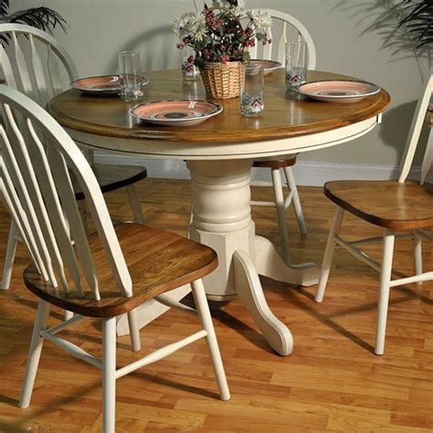 Antique White and Oak Round Dining Table by ECI Furniture | FurniturePick