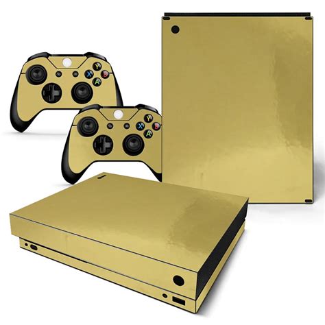 New Arrival Gold Glossy Skin Sticker for Xbox one X Console and Controllers-in Stickers from ...