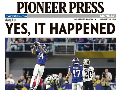 Sports pages across the country react to the Vikings miracle win ...