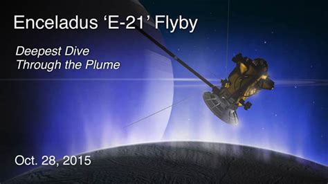 Enceladus Flyby 21 (E-21): Deepest Dive Through the Plume – NASA Solar ...