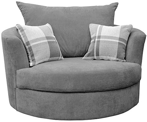 Large Swivel Round Cuddle Chair Fabric (Grey): Amazon.co.uk: Kitchen & Home