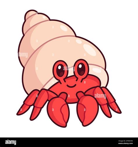 Cute cartoon hermit crab drawing. vector clip art illustration Stock ...