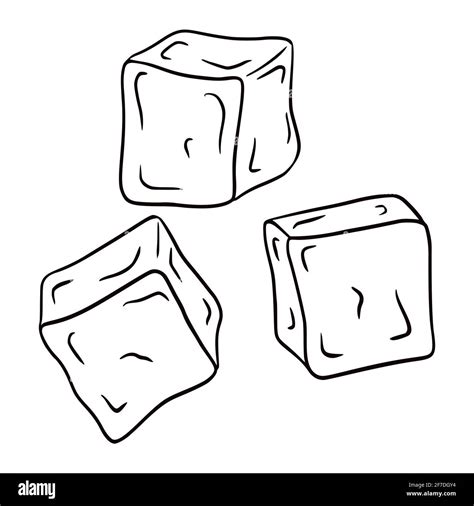 Hand Drawn Ice Cube Isolated Vector Illustration on White Background ...