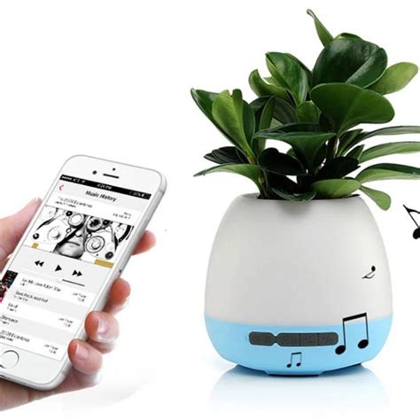 Smart Flower Pot | with LED Lights and Bluetooth Speaker - Grey Technologies