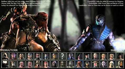 Mortal Kombat X Animated Select Flash Screen Roster 29 Character + DLC MKX - YouTube