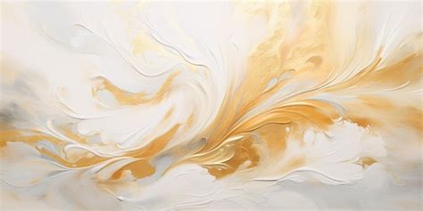 Premium AI Image | An abstract painting with gold and white colors ...