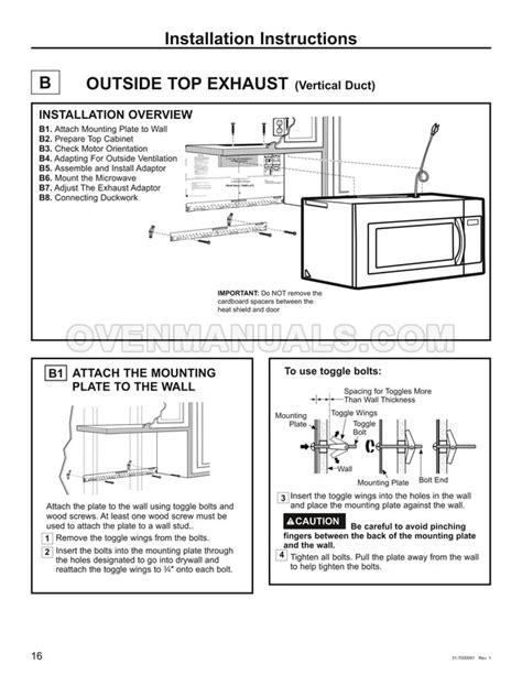 GE JVM6175SKSS Microwave Oven Installation Instructions