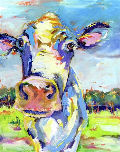 Cow in Farm Oil Painting Painting by Kim Guthrie - Fine Art America