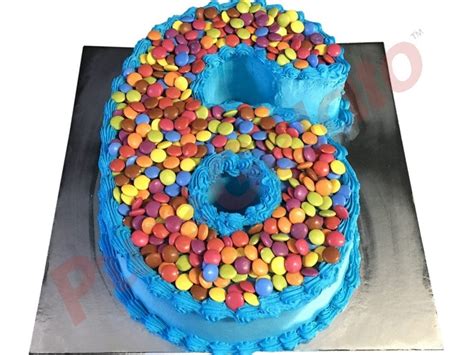 Numeral Cake 6 Blue Smooth Cream piping+Smarties - Pure Gelato Sydney ...