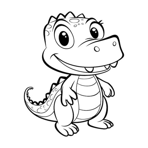 Crocodile colouring book for kids vector illustration | Premium AI-generated vector